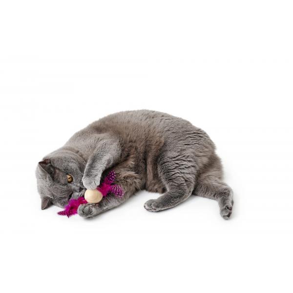 Toy Cat Wood Mala Ball - 4 CM - Pink